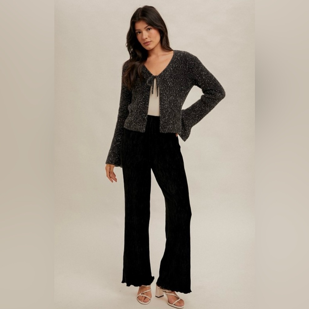 #25 Black Crinkle Velvet Pull-On Pants